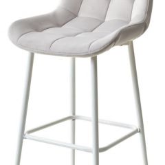 Барный стул ХОФМАН, цвет H-09 Светло-серый, велюр / белый каркас М-City в Уфе - ufa.mebel24.online | фото