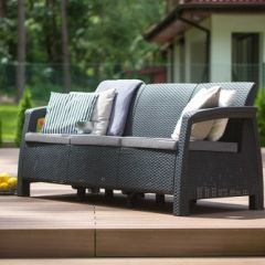 Диван пластиковый Корфу Макс (Corfu love seat max) графит в Уфе - ufa.mebel24.online | фото 3