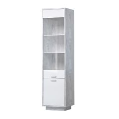 Эго ПС-1 Пенал с 2дв (бетон светлый/белый глянец) цоколь в Уфе - ufa.mebel24.online | фото