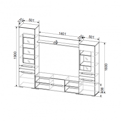 Гостиная МГС 6 Исполнение 1 (Венге/Белый глянец) в Уфе - ufa.mebel24.online | фото 3