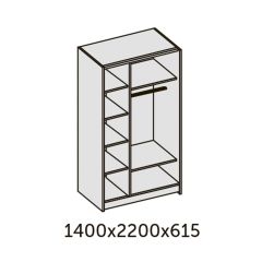 ИННЭС-5 Шкаф-купе 2-х дв. 1400 (2 дв. Ф3 - венге вст. экокожа коричневый) в Уфе - ufa.mebel24.online | фото 2