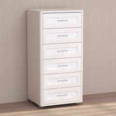 Кэт-4 Комод 6 ящ (МДФ Бодега белая/Экокожа Caiman белый) в Уфе - ufa.mebel24.online | фото