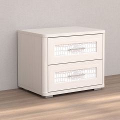 Кэт-4 Тумба 2 ящ (МДФ Бодега белая/Экокожа Caiman белый) в Уфе - ufa.mebel24.online | фото