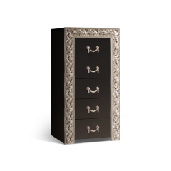 Комод 5 ящиков Узкий Тиффани Premium черная/серебро (ТФКМ-2(П) в Уфе - ufa.mebel24.online | фото