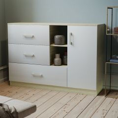 Комод К-3.1 (Дуб сонома/Белый жемчуг) в Уфе - ufa.mebel24.online | фото 2
