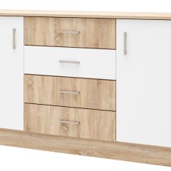 БЕАТРИС Комод К1400 (Дуб Сонома/Белый глянец) в Уфе - ufa.mebel24.online | фото