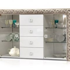 Комод с витражами Тиффани Premium слоновая кость/серебро (ТФКМ-3[5](П) в Уфе - ufa.mebel24.online | фото