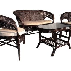 Комплект Пеланги 02/15 с 2-х местным диваном и овальным столом (Темно-коричневый) в Уфе - ufa.mebel24.online | фото