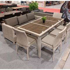 Комплект плетеной мебели T365/S65/Y380C-W85 8PCS Latte (8+1) + подушки в Уфе - ufa.mebel24.online | фото