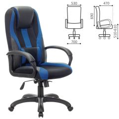 Кресло компьютерное BRABIX PREMIUM "Rapid GM-102" (экокожа/ткань, черное/синее) 532106 в Уфе - ufa.mebel24.online | фото 2