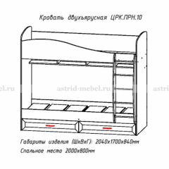 Кровать 2-х ярусная Принцесса (800*2000) ЦРК.ПРН.10 настил ЛДСП в Уфе - ufa.mebel24.online | фото 2