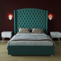 Кровать Берлин ЛЮКС с ПМ 2000 (велюр бирюзовый) в Уфе - ufa.mebel24.online | фото 2