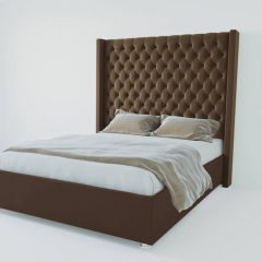 Кровать Версаль ЛЮКС с ПМ 1600 (экокожа коричневая) в Уфе - ufa.mebel24.online | фото