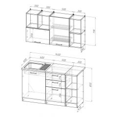 Кухонный гарнитур Ольга медиум 3 1400 мм в Уфе - ufa.mebel24.online | фото 2