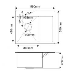 Мойка HD5851L MELANA ProfLine 3,0/200 САТИН врезная прямоугольная с коландером HD5851L в Уфе - ufa.mebel24.online | фото 2