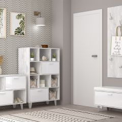 Обувница Эго Об-1 (на ножках) Бетон светлый/Белый глянец в Уфе - ufa.mebel24.online | фото 2