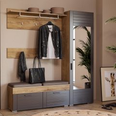 Прихожая Livorno Модульная (Софт Графит/Дуб Бунратти) в Уфе - ufa.mebel24.online | фото 2
