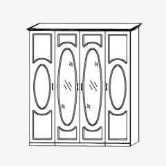 Прованс-2 Шкаф 4-х дверный с 2 зеркалами (Итальянский орех/Груша с платиной черной) в Уфе - ufa.mebel24.online | фото
