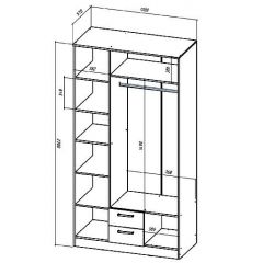 КОСТА-РИКА Шкаф 3-х створчатый (шимо светлый/шимо темный) в Уфе - ufa.mebel24.online | фото 2