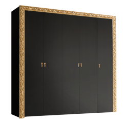 Шкаф 5-х дв. без зеркал Тиффани Premium черная/золото (ТФШ2/5(П) в Уфе - ufa.mebel24.online | фото