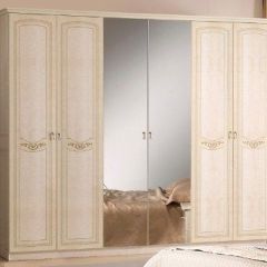 Шкаф 6-ти дверный с зеркалами (08.246) Ирина (беж) в Уфе - ufa.mebel24.online | фото