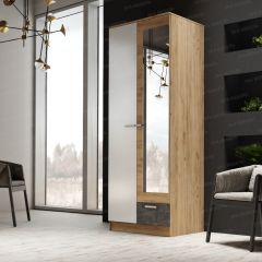 Шкаф Адель 800 с полками (дуб вотан/белый глянец) в Уфе - ufa.mebel24.online | фото