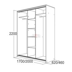 МИРАЖ 17.1 (620) 1 зеркало Шкаф для платья и белья в Уфе - ufa.mebel24.online | фото 5