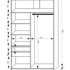 Шкаф-купе 1400 серии SOFT D1+D3+B2+PL1 (2 ящика+1штанга) профиль «Графит» в Уфе - ufa.mebel24.online | фото 3