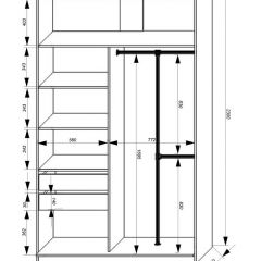 Шкаф-купе 1400 серии SOFT D8+D2+B2+PL4 (2 ящика+F обр.штанга) профиль «Графит» в Уфе - ufa.mebel24.online | фото 3