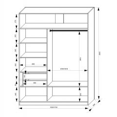 Шкаф-купе 1500 серии NEW CLASSIC K2+K2+B2+PL2(2 ящика+1 штанга+1 полка) профиль «Капучино» в Уфе - ufa.mebel24.online | фото 3