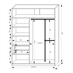 Шкаф-купе 1500 серии NEW CLASSIC K4+K4+B2+PL4 (2 ящика+F обр. штанга) профиль «Капучино» в Уфе - ufa.mebel24.online | фото 3