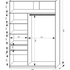 Шкаф-купе 1600 серии SOFT D1+D3+B2+PL1 (2 ящика+1штанга) профиль «Графит» в Уфе - ufa.mebel24.online | фото 4