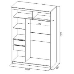 Шкаф-купе №19 Серия 3 Инфинити с зеркалами (1700) Ясень Анкор светлый в Уфе - ufa.mebel24.online | фото 6