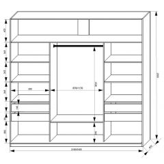 Шкаф-купе 2100 серии SOFT D2+D7+D3+B22+PL2 (по 2 ящика лев/прав+1штанга+1полка) профиль «Графит» в Уфе - ufa.mebel24.online | фото 3