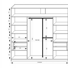Шкаф-купе 2450 серии NEW CLASSIC K4+K4+K4+B22+PL4 (по 2 ящика лев/прав+F обр.штанга) профиль «Капучино» в Уфе - ufa.mebel24.online | фото 3