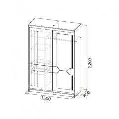 Шкаф-купе №25 Блэк (1500) Делано/Лакобель/Черный матовый в Уфе - ufa.mebel24.online | фото 2
