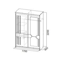 Шкаф-купе №25 Блэк (1700) Делано/Лакобель/Черный матовый в Уфе - ufa.mebel24.online | фото 2