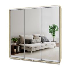 МАРТИН Шкаф-купе с зеркалами Ирландский дуб (2200*450) М423 в Уфе - ufa.mebel24.online | фото