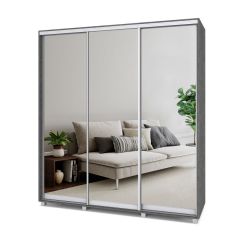 МАРТИН Шкаф-купе с зеркалами Камень темный (2000*450) М403 в Уфе - ufa.mebel24.online | фото