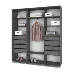 МАРТИН Шкаф-купе с зеркалами Камень темный (2000*450) М403 в Уфе - ufa.mebel24.online | фото 4