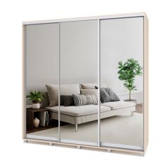 МАРТИН Шкаф-купе с зеркалами Млечный дуб (2200*450) М423 в Уфе - ufa.mebel24.online | фото