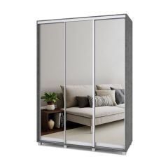 РОЛАНД Шкаф-купе с зеркалами Камень темный (600*1600) Р663 в Уфе - ufa.mebel24.online | фото