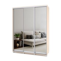 РОЛАНД Шкаф-купе с зеркалами Млечный дуб (450*1700)  Р473 в Уфе - ufa.mebel24.online | фото
