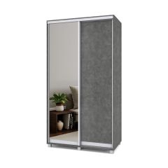 РОЛАНД Шкаф-купе с зеркалом Камень темный (450*1200) Р422 в Уфе - ufa.mebel24.online | фото