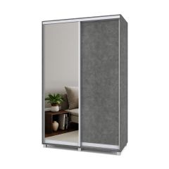 РОЛАНД Шкаф-купе с зеркалом Камень темный (450*1400) Р442 в Уфе - ufa.mebel24.online | фото 2