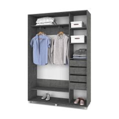РОЛАНД Шкаф-купе с зеркалом Камень темный (450*1400) Р442 в Уфе - ufa.mebel24.online | фото 5