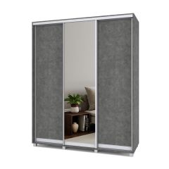 РОЛАНД Шкаф-купе с зеркалом Камень темный (450*1800) Р482 в Уфе - ufa.mebel24.online | фото