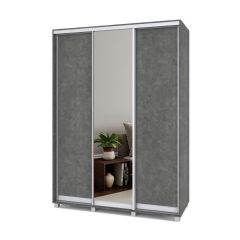 РОЛАНД Шкаф-купе с зеркалом Камень темный (600*1700) Р672 в Уфе - ufa.mebel24.online | фото