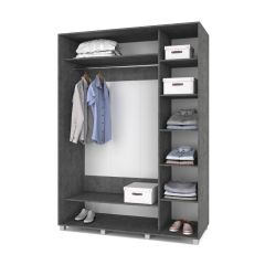 РОЛАНД Шкаф-купе с зеркалом Камень темный (600*1700) Р672 в Уфе - ufa.mebel24.online | фото 2