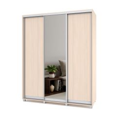 РОЛАНД Шкаф-купе с зеркалом Млечный дуб (450*1800) Р482 в Уфе - ufa.mebel24.online | фото